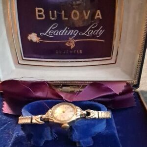Bulova Gold-Tone Women's Bracelet Watch with Purple Presentation Box